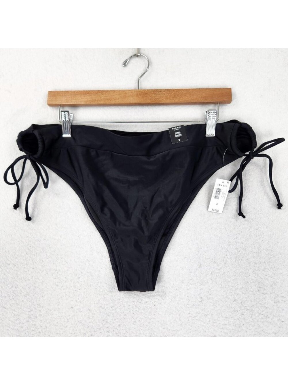 Torrid Bikini Bottom Womens 0 XL Black Tie Side Ultra Cheeky Swimwear NEW